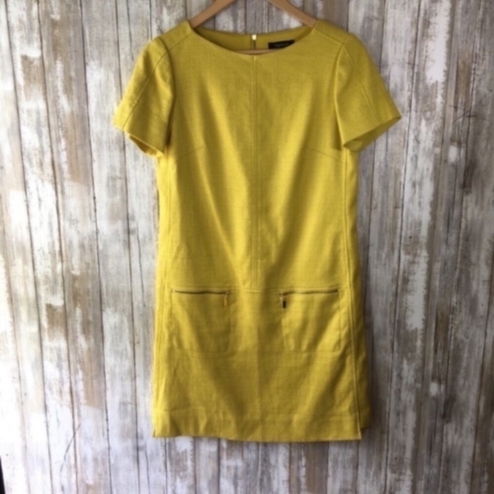 Tahari Yellow Sheath Dress With Pockets